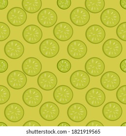 rebanadas de pepino ilustra un patrón sin fisuras.bueno para textiles, tela, papel de cocina, papel de envoltura, cartón, cartón.