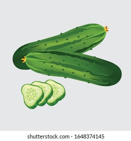 Cucumber and slices isolated on a white background