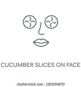 Cucumber Slices On Face linear icon. Cucumber Slices On Face concept stroke symbol design. Thin graphic elements vector illustration, outline pattern on a white background, eps 10.
