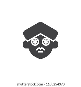 Cucumber slices on face vector icon. filled flat sign for mobile concept and web design. facial cleansing simple solid icon. Symbol, logo illustration. Pixel perfect vector graphics