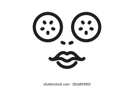 Cucumber slices on face vector icon on white background. Flat vector cucumber slices on face icon symbol sign from modern beauty collection for mobile concept and web apps design