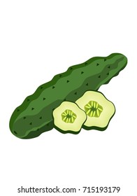 Cucumber and slices of cucumber on a white background