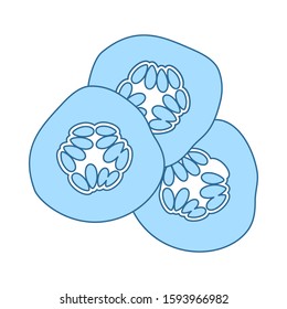 Cucumber Slices For SPA Icon. Thin Line With Blue Fill Design. Vector Illustration.