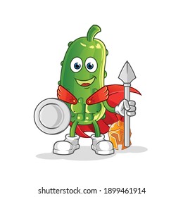 cucumber spartan character. cartoon mascot vector