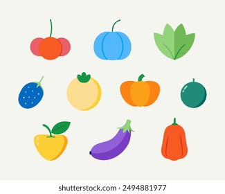 Cucumber spinach ball pepper carrot broccoli tomato vector art illustration. 3d realistic view.