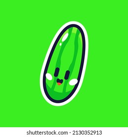cucumber Sticker Cute cartoon Vegetable with funny kawaii faces.