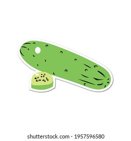 Cucumber Sticker Icon Vector Illustration