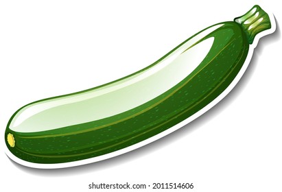 Pegatina de pepino en la ilustración de fondo blanco