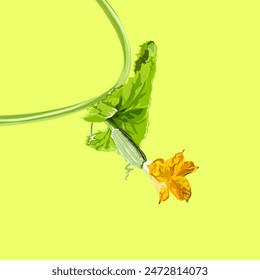 cucumber suri vines bearing fruit on a yellow background