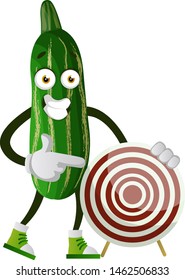 Cucumber with target, illustration, vector on white background.
