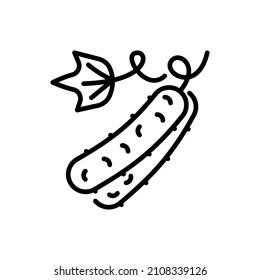 Cucumber thin line icon. Healthy vegan food. Ingredient for salad. Vector illustration.