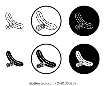 Cucumber thin line vector icon set.