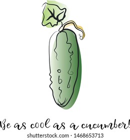 The cucumber. This picture can use for logo, t-hirts, cards. Also it contains funny unusual wish (english idioms)