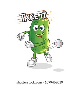 Cucumber Throwing Baseball Vector Cartoon Character Stock Vector ...