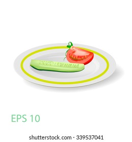 cucumber and tomato on the plate