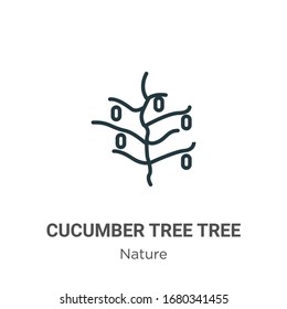 Das Symbol für die Vektorillustration der Gurken umreißt den Baum. Dünne, schwarze Gurkenbaumsymbol, einfache Vektorillustration mit flachen Elementen aus bearbeitbarem Naturkonzept einzeln auf weißem Hintergrund