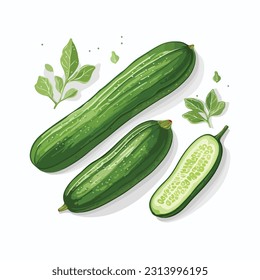 cucumber vector 2d flat color white background
