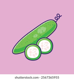 Cucumber Vector Icon Illustration. Vegetables object icon concept. Flat cartoon illustration.