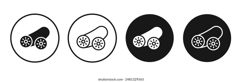 Conjunto de iconos de Vector de pepino negro relleno y estilo contorneado.