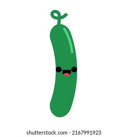 Icono de vector de pepino ilustración de comida vegetal. Planta vegetariana saludable y vegetariana de frutas orgánicas. Ingrediente símbolo de la agricultura de cocina. Caricatura de caricatura de caricatura de carteles blancos y veganos aislados