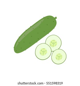 Cucumber vector illustration. Slices of cucumber.  Flat design