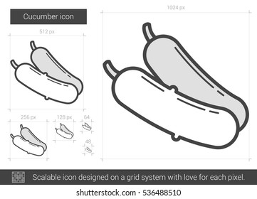 Icono de línea vectorial de pepino aislado en fondo blanco. Icono de línea de pepino para infografía, sitio web o aplicación. Icono escalable diseñado en un sistema de cuadrícula.