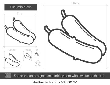 Cucumber vector line icon isolated on white background. Cucumber line icon for infographic, website or app. Scalable icon designed on a grid system.