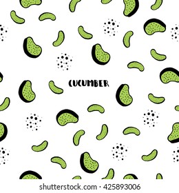 Cucumber vector pattern with lettering