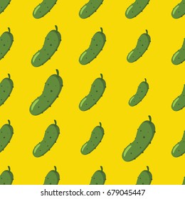 Cucumber vector seamless pattern. Cartoon vegetable stylish texture. Repeating cucumber vegetables seamless pattern background for eco bio vegetables design