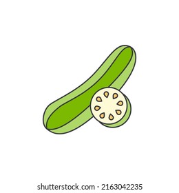 Cucumber vegetable in color, isolated on white background 