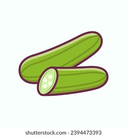 Ilustración plana de pepino vegetal, ilustración vectorial de alimento sano vegetal