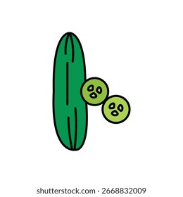 Cucumber Vegetable Lineal Color Icon: Healthy Food and Fresh Produce