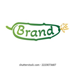 Cucumber vegetable logo design. Green cucumber logo, line style. Fresh, nature, healthy concepts. Suitable for raw food, organic food, vegan food, fresh farm vegetables, agricultural products.