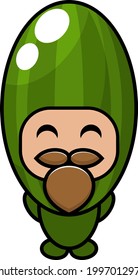 cucumber vegetable mascot costume vector cartoon character with beard