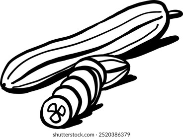Cucumber . Vegetables sketch style. Hand drawn minimal design. Perfect for wallpaper, template, banner, wall decor, print, postcard, cover. Vector illustration