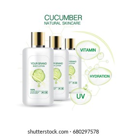 Cucumber Whitening Lotion Skin Care, Cosmetics Concept