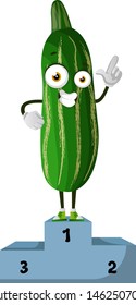 Cucumber is winner, illustration, vector on white background.