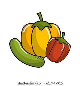 cucumber, yellow pepper and red pepper vegetable icon