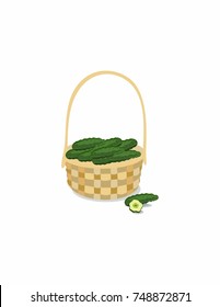 Cucumbers in a basket on a white background