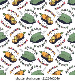 Cucumbers and carrots. Seamless pattern on a white background. Cute vector illustration.