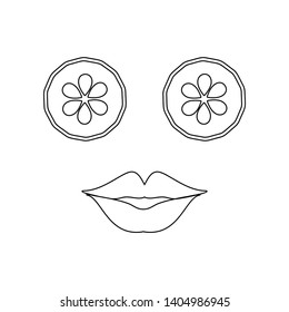cucumbers in the eyes and lips icon. Element of Spa for mobile concept and web apps icon. Outline, thin line icon for website design and development, app development
