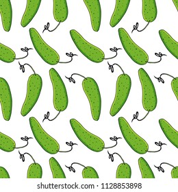 cucumbers seamless pattern. hand draw illustration isolated on white background