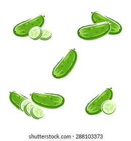 Cucumbers set. Vector