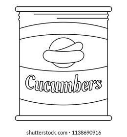 Cucumbers tin can icon. Outline cucumbers tin can vector icon for web design isolated on white background