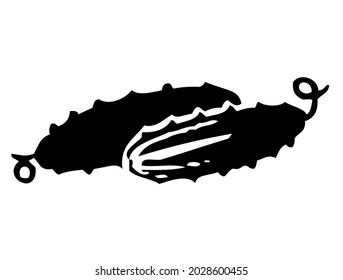 Cucumbers, vegetable, plant, food, vector, illustration in black and white color, isolated on white background