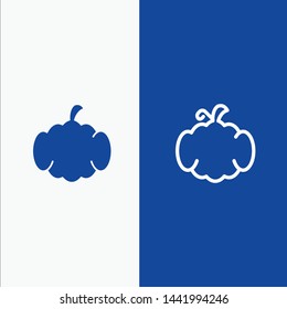 Cucurbit, Halloween, Pumpkin, Canada Line and Glyph Solid icon Blue banner Line and Glyph Solid icon Blue banner