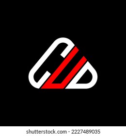 CUD letter logo creative design with vector graphic, CUD simple and modern logo in round triangle shape.