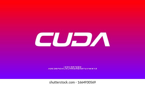 Cuda, an abstract sporty technology alphabet font. digital space typography vector illustration design