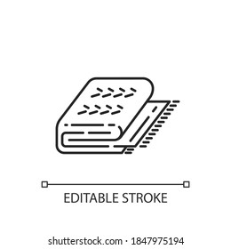 Kuddelnacktes, lineares Symbol. Gemütliche Jahreszeit. Plush, weiches Ding. Feiertagszeit. Die Einrichtung des Hauses. Dünne, anpassbare Illustration. Contour-Symbol. Vektor-einzelne Rahmenzeichnung. Bearbeitbarer Hub