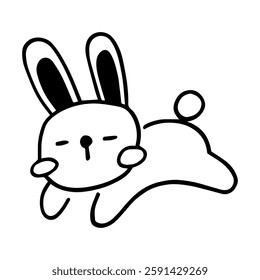 Cuddly Bunny Cartoon: A charming cartoon illustration of a rabbit. This simple yet delightful artwork embodies the essence of cheerfulness, playful, simplicity.